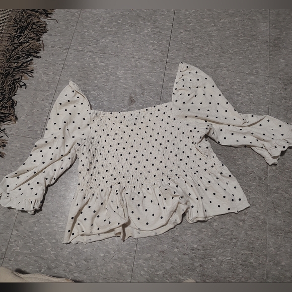 100% cotton American eagle cropped baby doll polka dot top - Picture 6 of 8